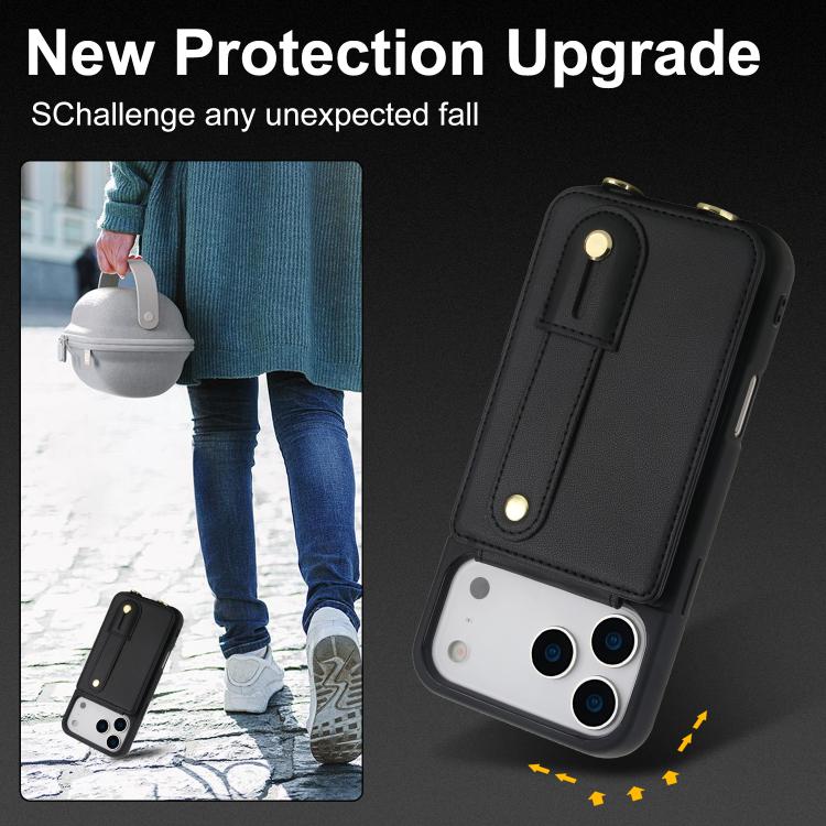Wristband Vertical Flip Wallet Back Cover Phone Case with Long Lanyard, For iPhone 18 Pro / 17 Pro, For iPhone 18 Pro Max / 17 Pro Max, For iPhone 17, For iPhone 17 Air, For iPhone 16 Pro Max, For iPhone 16 Pro, For iPhone 16 Plus, For iPhone 16       ...