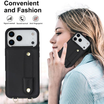 Wristband Vertical Flip Wallet Back Cover Phone Case with Long Lanyard, For iPhone 18 Pro / 17 Pro, For iPhone 18 Pro Max / 17 Pro Max, For iPhone 17, For iPhone 17 Air, For iPhone 16 Pro Max, For iPhone 16 Pro, For iPhone 16 Plus, For iPhone 16       ...