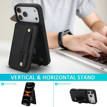 Wristband Vertical Flip Wallet Back Cover Phone Case with Long Lanyard, For iPhone 18 Pro / 17 Pro, For iPhone 18 Pro Max / 17 Pro Max, For iPhone 17, For iPhone 17 Air, For iPhone 16 Pro Max, For iPhone 16 Pro, For iPhone 16 Plus, For iPhone 16       ...