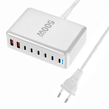 500W GaN 6 Type-C 2 USB Multi Ports Sharing Desktop Charger, US Plug, EU Plug, UK Plug, AU Plug