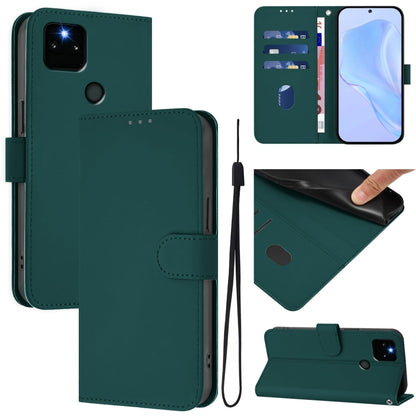 Skin Feel Solid Color Leather Phone Case with Lanyard, For Google Pixel 6, For Google Pixel 5a