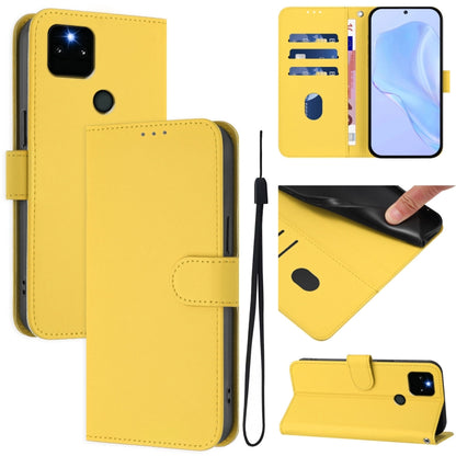 Skin Feel Solid Color Leather Phone Case with Lanyard, For Google Pixel 6, For Google Pixel 5a
