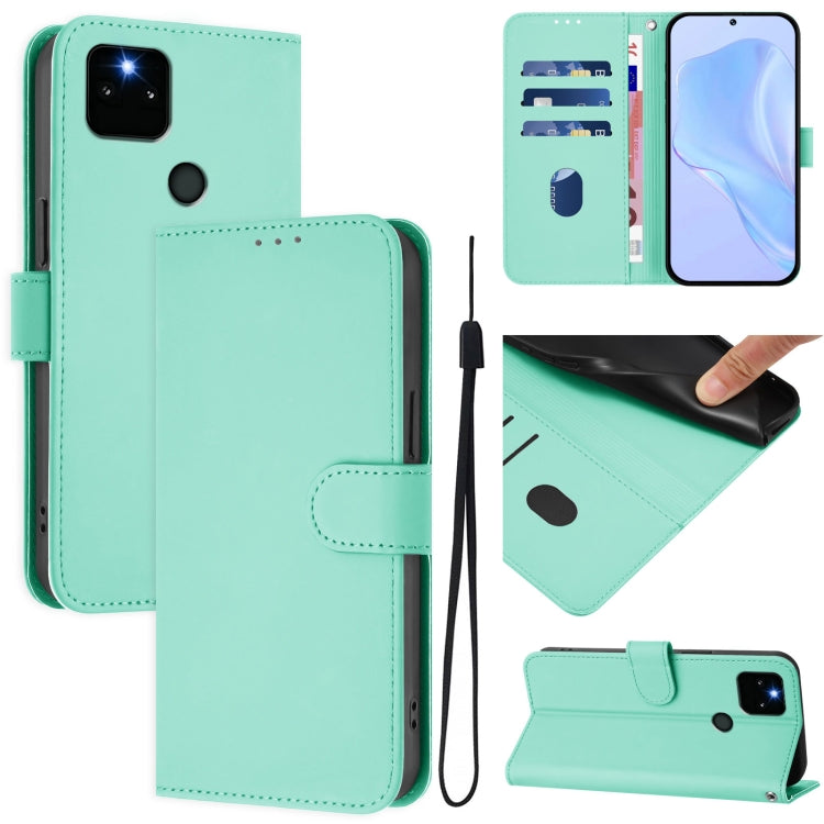 Skin Feel Solid Color Leather Phone Case with Lanyard, For Google Pixel 6, For Google Pixel 5a