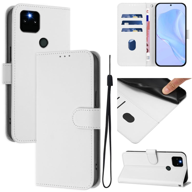 Skin Feel Solid Color Leather Phone Case with Lanyard, For Google Pixel 6, For Google Pixel 5a