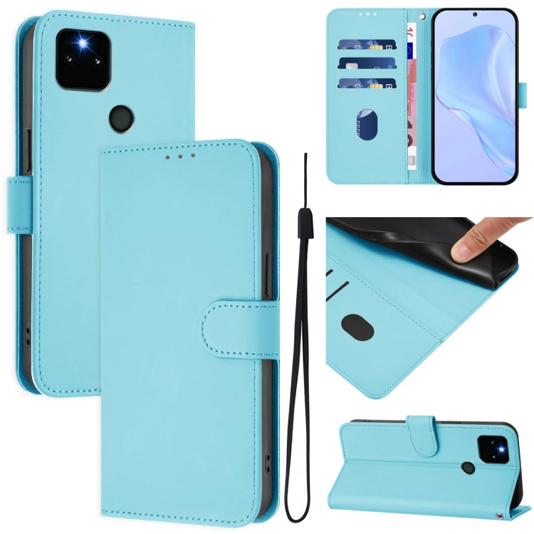 Skin Feel Solid Color Leather Phone Case with Lanyard, For Google Pixel 6, For Google Pixel 5a