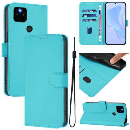 Skin Feel Solid Color Leather Phone Case with Lanyard, For Google Pixel 6, For Google Pixel 5a