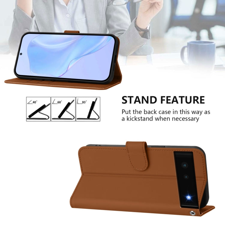 Skin Feel Solid Color Leather Phone Case with Lanyard, For Google Pixel 6, For Google Pixel 5a