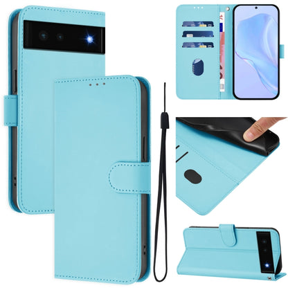 Skin Feel Solid Color Leather Phone Case with Lanyard, For Google Pixel 6, For Google Pixel 5a
