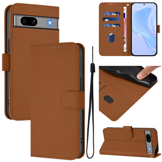 Skin Feel Solid Color Leather Phone Case with Lanyard, For Google Pixel 7a, For Google Pixel 7 Pro, For Google Pixel 7, For Google Pixel 6a, For Google Pixel 6 Pro