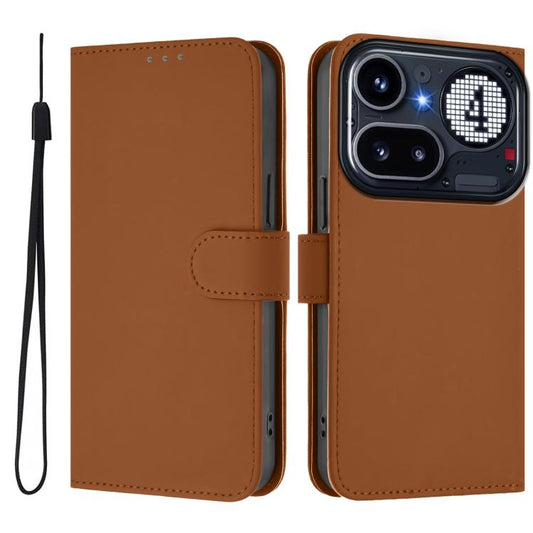 Skin Feel Solid Color Leather Phone Case with Lanyard, For Nothing Phone 4a Pro, For Nothing Phone 4a, For Nothing CMF Phone 1, For Nothing Phone 2A
