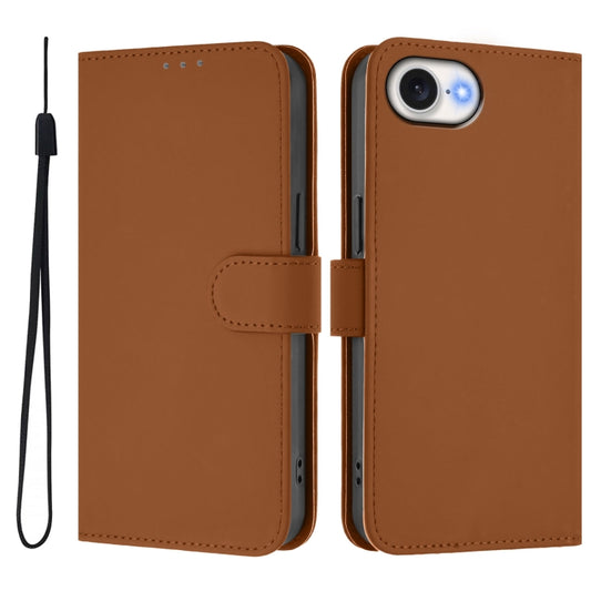 Skin Feel Solid Color Leather Phone Case with Lanyard, For iPhone 17e / 16e, For iPhone 17 Pro Max, For iPhone 17 Pro, For iPhone 17, For iPhone Air