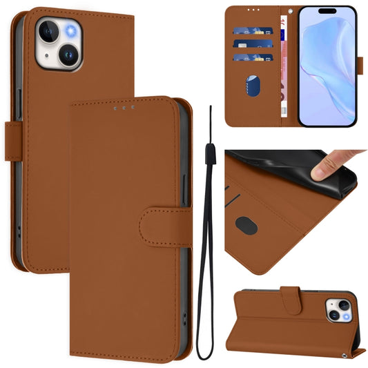 Skin Feel Solid Color Leather Phone Case with Lanyard, For iPhone 13 mini, For iPhone 12 / 12 Pro, For iPhone 12 Pro Max, For iPhone 12 mini, For iPhone 11 Pro Max