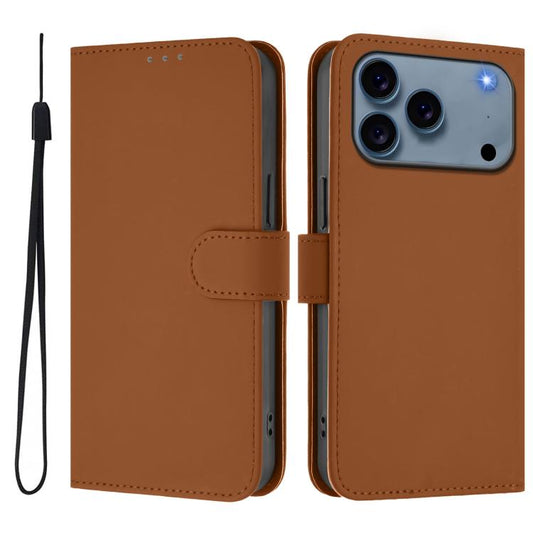 Skin Feel Solid Color Leather Phone Case with Lanyard, For iPhone 18 Pro / 17 Pro, For iPhone 18 Pro Max / 17 Pro Max, For iPhone 17e / 16e, For iPhone 17, For iPhone Air