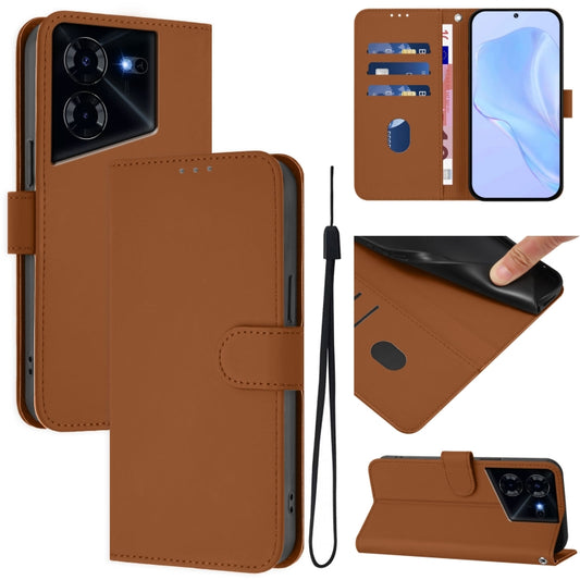 Skin Feel Solid Color Leather Phone Case with Lanyard, For Tecno Pova 5, For Tecno Camon 20 Premier 5G, For Tecno Camon 20 Pro 5G, For Tecno Camon 20 Pro 4G, For Tecno Pop 7 / 7 Pro