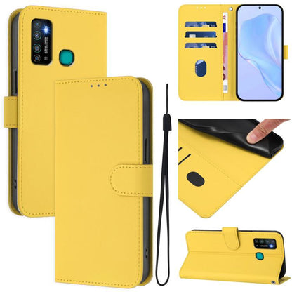 Skin Feel Solid Color Leather Phone Case with Lanyard, For Tecno Camon 15