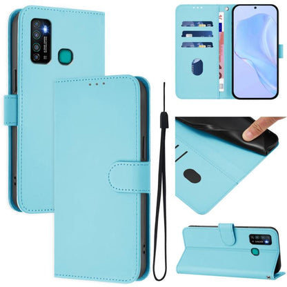 Skin Feel Solid Color Leather Phone Case with Lanyard, For Tecno Camon 15