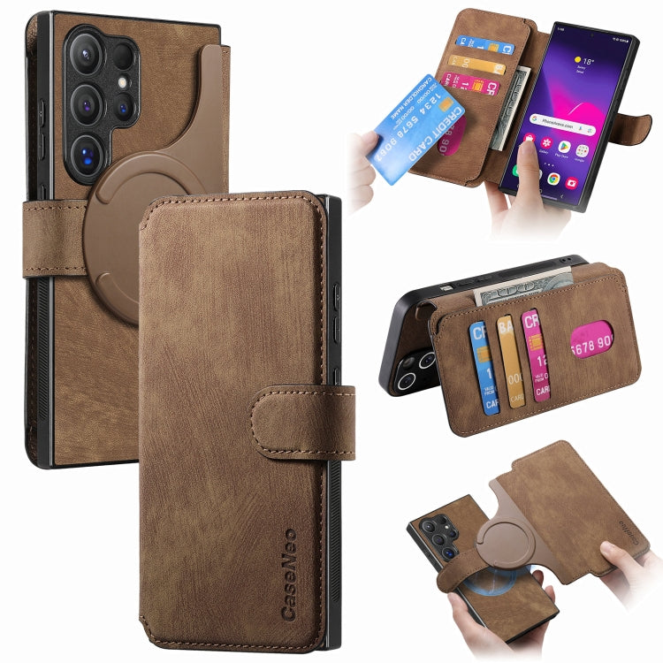 CaseNeo MagSafe RFID Anti-theft Retro Leather Phone Case, For Galaxy S26 FE 5G, For Galaxy S26+ 5G, For Galaxy S26 Ultra 5G, For Galaxy S26 5G, For Galaxy S25 FE 5G, For Galaxy S25 Edge 5G, For Galaxy S25 5G, For Galaxy S25+ 5G, For Galaxy S25 Ultra 5G...
