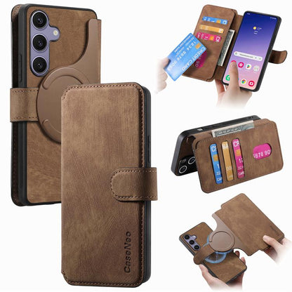 CaseNeo MagSafe RFID Anti-theft Retro Leather Phone Case, For Galaxy S26 FE 5G, For Galaxy S26+ 5G, For Galaxy S26 Ultra 5G, For Galaxy S26 5G, For Galaxy S25 FE 5G, For Galaxy S25 Edge 5G, For Galaxy S25 5G, For Galaxy S25+ 5G, For Galaxy S25 Ultra 5G...
