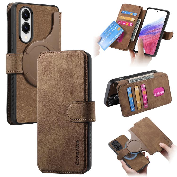 CaseNeo MagSafe RFID Anti-theft Retro Leather Phone Case, For Galaxy S26 FE 5G, For Galaxy S26+ 5G, For Galaxy S26 Ultra 5G, For Galaxy S26 5G, For Galaxy S25 FE 5G, For Galaxy S25 Edge 5G, For Galaxy S25 5G, For Galaxy S25+ 5G, For Galaxy S25 Ultra 5G...