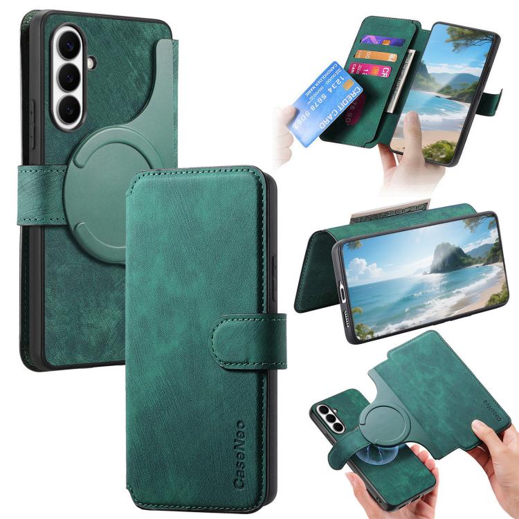 CaseNeo MagSafe RFID Anti-theft Retro Leather Phone Case, For Galaxy S26 FE 5G, For Galaxy S26+ 5G, For Galaxy S26 Ultra 5G, For Galaxy S26 5G, For Galaxy S25 FE 5G, For Galaxy S25 Edge 5G, For Galaxy S25 5G, For Galaxy S25+ 5G, For Galaxy S25 Ultra 5G...