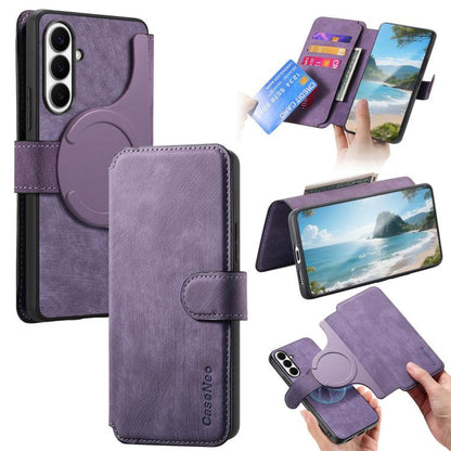 CaseNeo MagSafe RFID Anti-theft Retro Leather Phone Case, For Galaxy S26 FE 5G, For Galaxy S26+ 5G, For Galaxy S26 Ultra 5G, For Galaxy S26 5G, For Galaxy S25 FE 5G, For Galaxy S25 Edge 5G, For Galaxy S25 5G, For Galaxy S25+ 5G, For Galaxy S25 Ultra 5G...