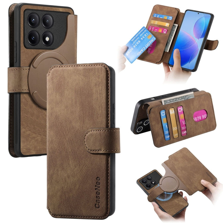 CaseNeo MagSafe RFID Anti-theft Retro Leather Phone Case, For Redmi Turbo 5 Max / Poco X8 Pro Max, For Redmi Turbo 5 5G / Poco X8 Pro 5G, For Redmi Note 15 Pro+ 5G Global 163.3mm, For Redmi Note 15 4G / 5G Global 164mm                                  ...