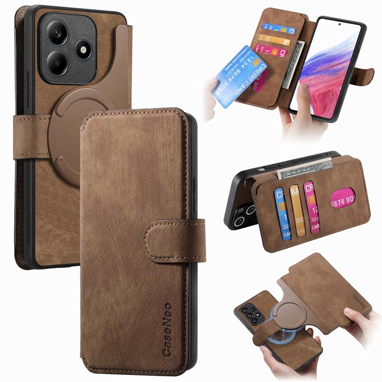 CaseNeo MagSafe RFID Anti-theft Retro Leather Phone Case, For Redmi Turbo 5 Max / Poco X8 Pro Max, For Redmi Turbo 5 5G / Poco X8 Pro 5G, For Redmi Note 15 Pro+ 5G Global 163.3mm, For Redmi Note 15 4G / 5G Global 164mm                                  ...