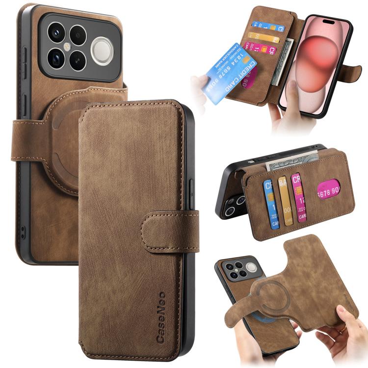 CaseNeo MagSafe RFID Anti-theft Retro Leather Phone Case, For Redmi Turbo 5 Max / Poco X8 Pro Max, For Redmi Turbo 5 5G / Poco X8 Pro 5G, For Redmi Note 15 Pro+ 5G Global 163.3mm, For Redmi Note 15 4G / 5G Global 164mm                                  ...