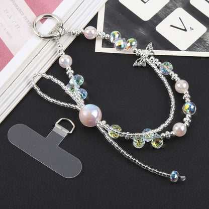 Crystal Pearl Short Chain Anti-lost Mobile Phone Short Lanyard