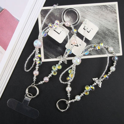 Crystal Pearl Short Chain Anti-lost Mobile Phone Short Lanyard
