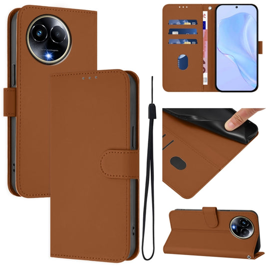 Skin Feel Solid Color Leather Phone Case with Lanyard, For Realme 11 5G Global, For Realme 11 4G Global, For Realme Narzo 60 Pro Global, For Realme C65 4G Global, For Realme C55 4G Global