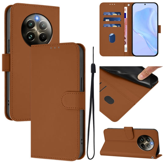 Skin Feel Solid Color Leather Phone Case with Lanyard, For Realme 12+ 5G Global, For Realme 12 5G Global, For Realme Note 50 4G Global, For Realme 12 Pro 5G Global, For Realme C67 4G Global