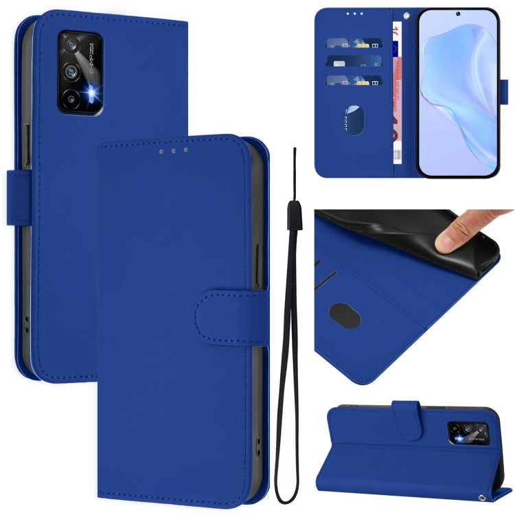 Skin Feel Solid Color Leather Phone Case with Lanyard, For Realme GT 5G / GT Neo 5G