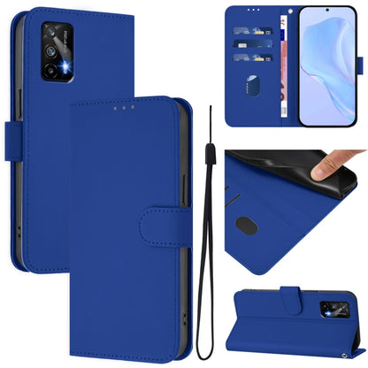 Skin Feel Solid Color Leather Phone Case with Lanyard, For Realme GT 5G / GT Neo 5G