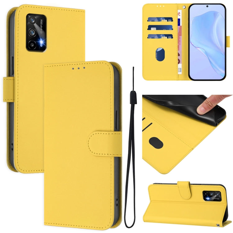 Skin Feel Solid Color Leather Phone Case with Lanyard, For Realme GT 5G / GT Neo 5G