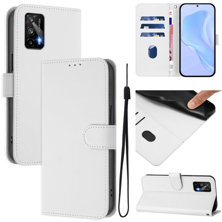 Skin Feel Solid Color Leather Phone Case with Lanyard, For Realme GT 5G / GT Neo 5G
