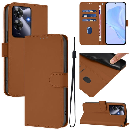 Skin Feel Solid Color Leather Phone Case with Lanyard, For Realme Note 60 4G Global, For Realme 13+ 5G Global, For Realme 13 Pro 5G / 13 Pro+ 5G, For Realme GT 6 5G Global, For Realme C63 Global