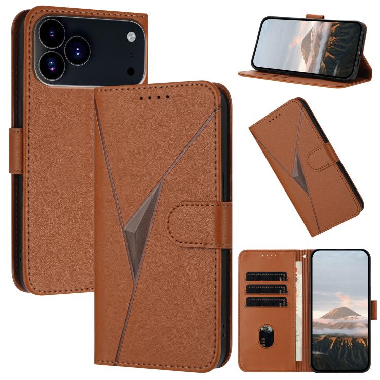 Triangle Pattern Buckle Clasp Leather Phone Case, For iPhone 17e / 16e, For iPhone 17 Pro Max, For iPhone 17 Pro, For iPhone 17, For iPhone Air, For iPhone 16 Pro Max, For iPhone 16 Pro, For iPhone 16 Plus, For iPhone 16, For iPhone 15 Pro Max         ...