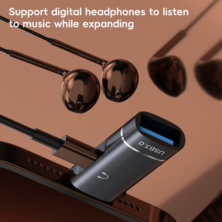 2 in 1 Type-C to USB and Type-C Earphone Adapter, Type-C to USB and Type-C