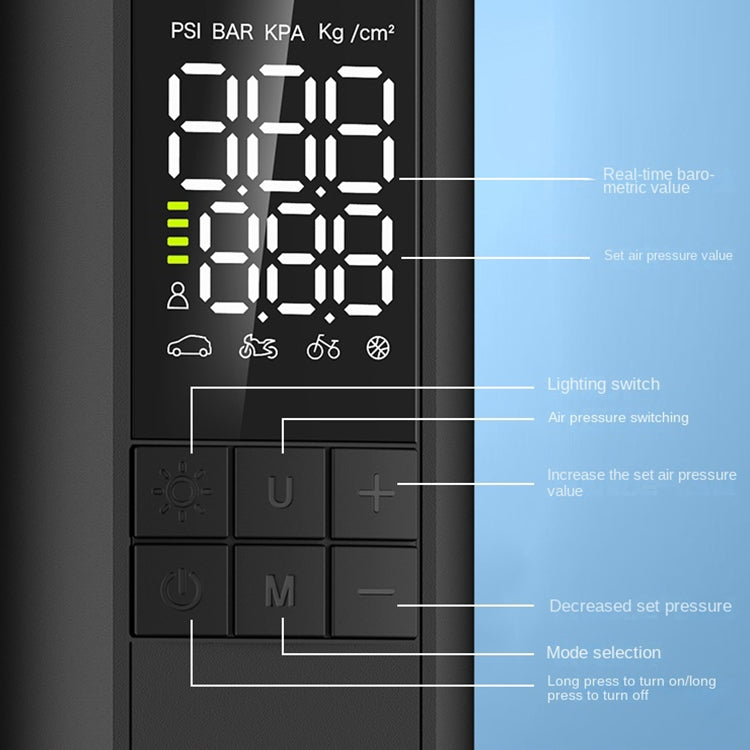 T6 Pompe à air électrique intelligente portable sans fil avec écran numérique pour voiture, T6