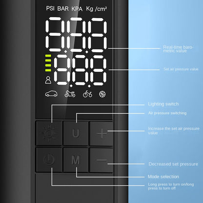 T6 Pompe à air électrique intelligente portable sans fil avec écran numérique pour voiture, T6
