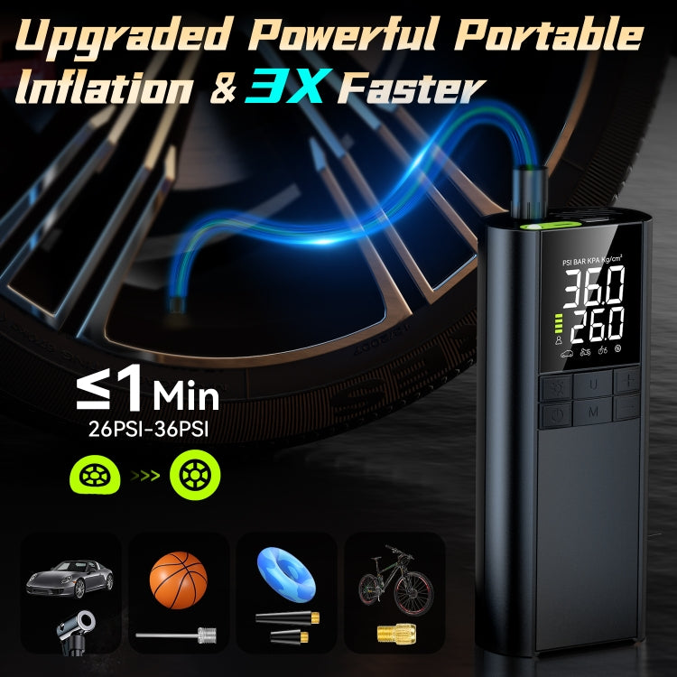 T8 Compresseur d'air électrique portable intelligent sans fil avec affichage numérique pour voiture, T8