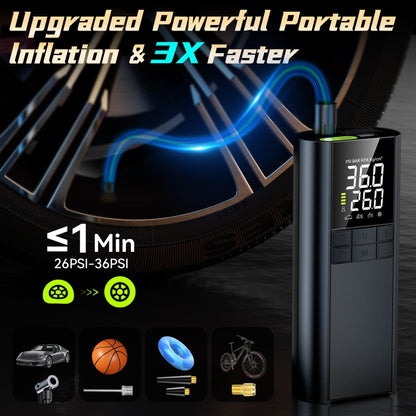 T8 Compresseur d'air électrique portable intelligent sans fil avec affichage numérique pour voiture, T8