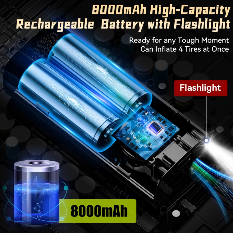 T8 Compresseur d'air électrique portable intelligent sans fil avec affichage numérique pour voiture, T8