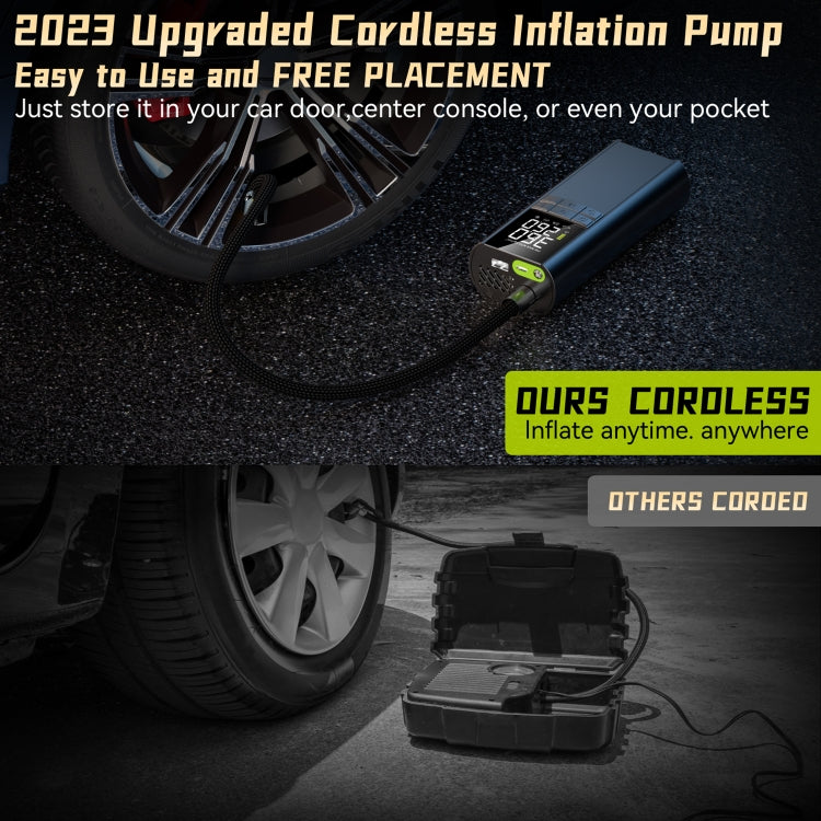 T8 Compresseur d'air électrique portable intelligent sans fil avec affichage numérique pour voiture, T8