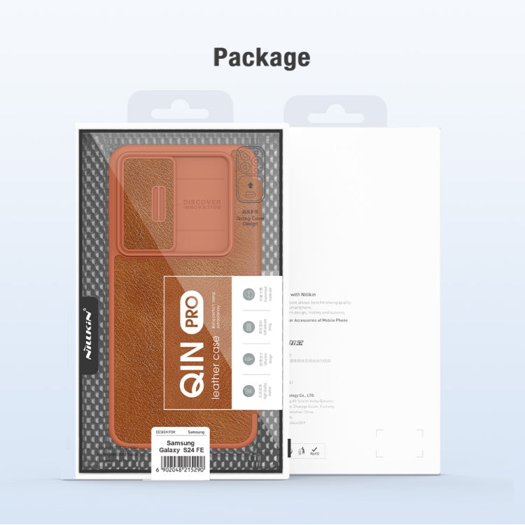 NILLKIN QIN Series Pro Sliding Camera Cover Design Leather Phone Case, For Samsung Galaxy S24 FE 5G