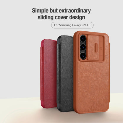 NILLKIN QIN Series Pro Sliding Camera Cover Design Leather Phone Case, For Samsung Galaxy S24 FE 5G