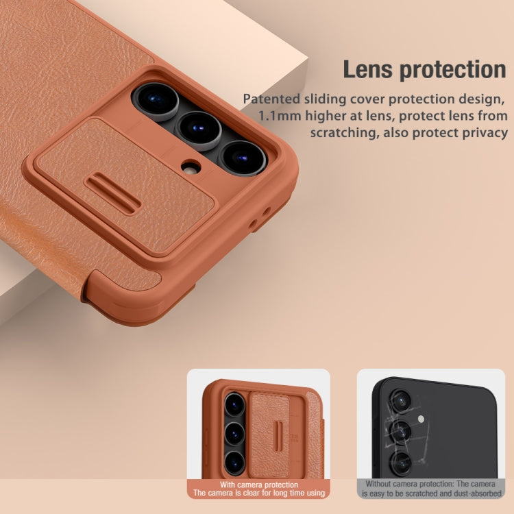 NILLKIN QIN Series Pro Sliding Camera Cover Design Leather Phone Case, For Samsung Galaxy S24 FE 5G