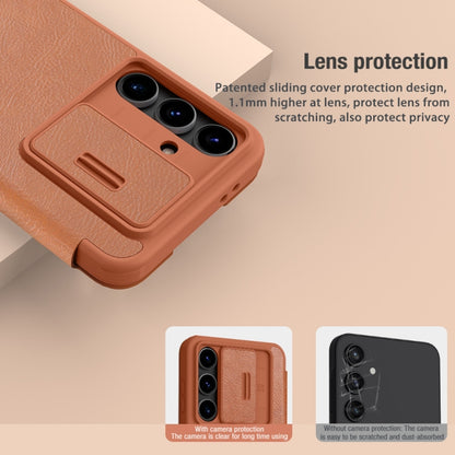NILLKIN QIN Series Pro Sliding Camera Cover Design Leather Phone Case, For Samsung Galaxy S24 FE 5G