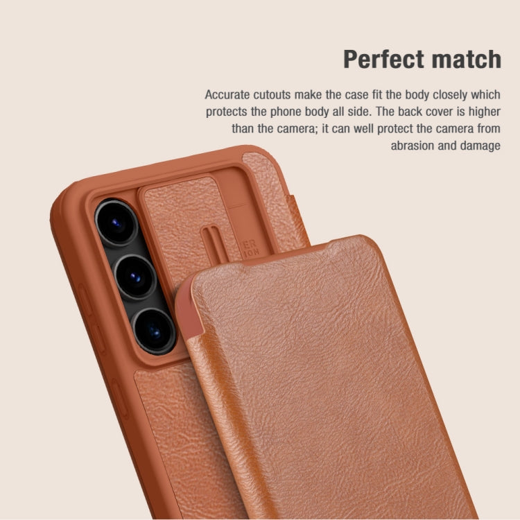 NILLKIN QIN Series Pro Sliding Camera Cover Design Leather Phone Case, For Samsung Galaxy S24 FE 5G